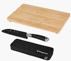 Cutting board with knife