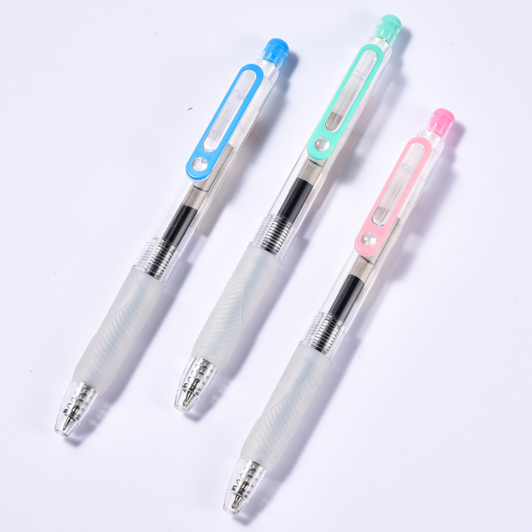 Good Selling Click knock type 0.5mm Tip Retractable Gel Ink Pen with big capacity