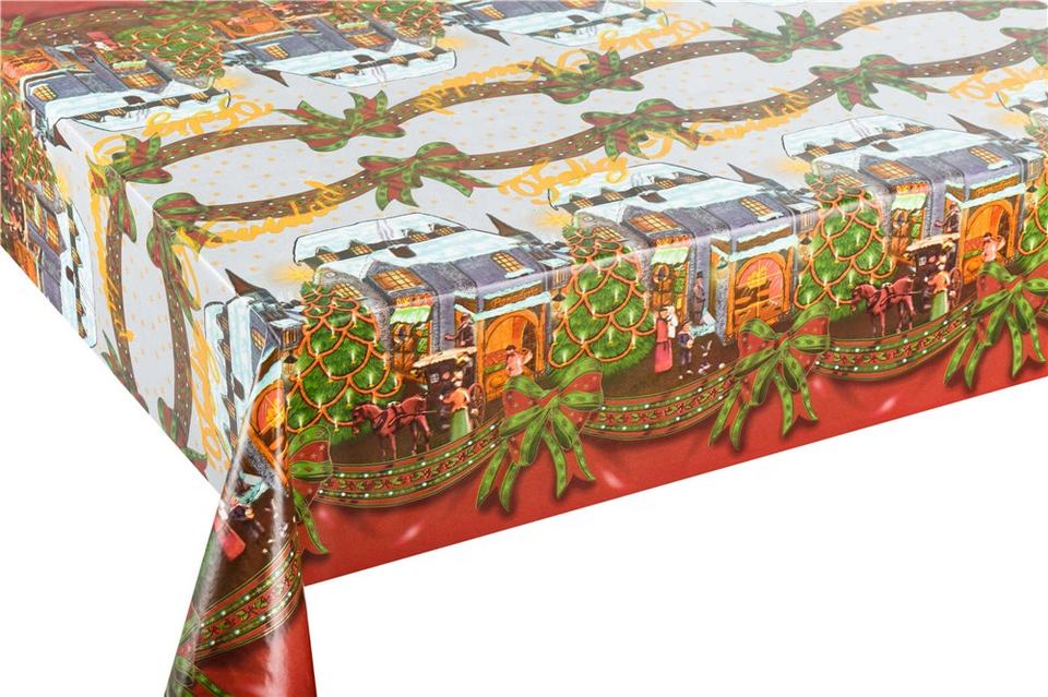 PVC Rectangular Home Decoration Party Customized Waterproof Christmas Table Cloth for Christmas