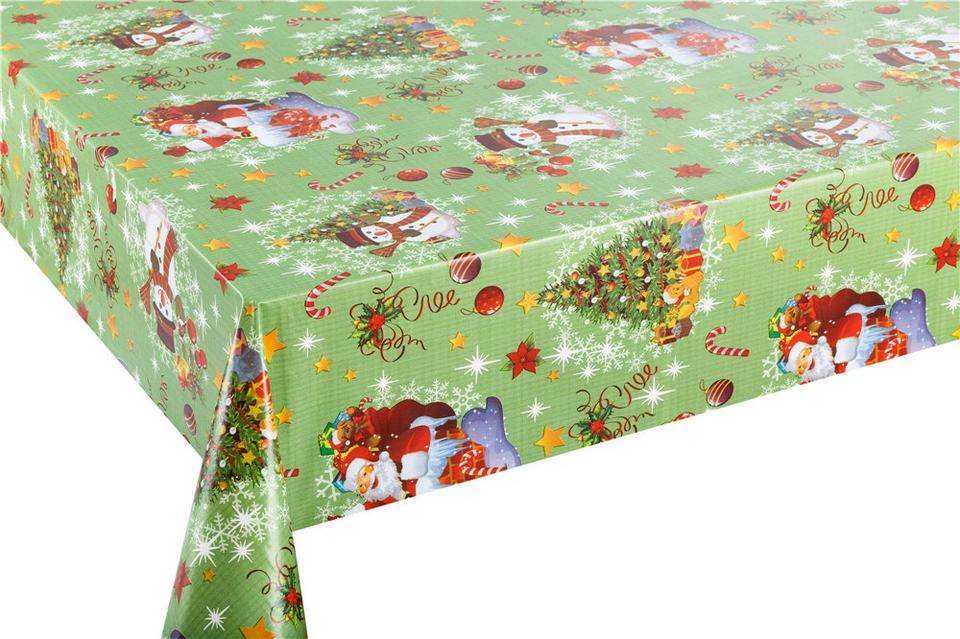 PVC Rectangular Home Decoration Party Customized Waterproof Christmas Table Cloth for Christmas