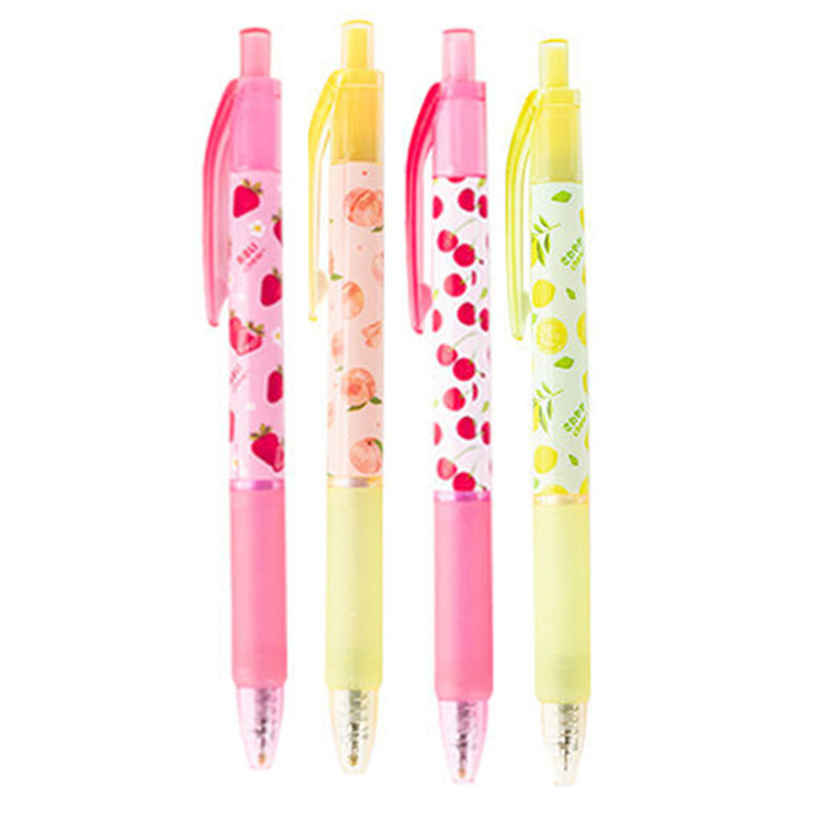 Wholesale Knock Type Click Style 05mm Gel Ink Pen School Office Gel Pen with Fruit Design