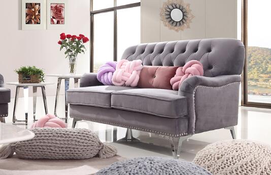 Vintage Luxury Velvet Button Tufted Sofa For Living Room