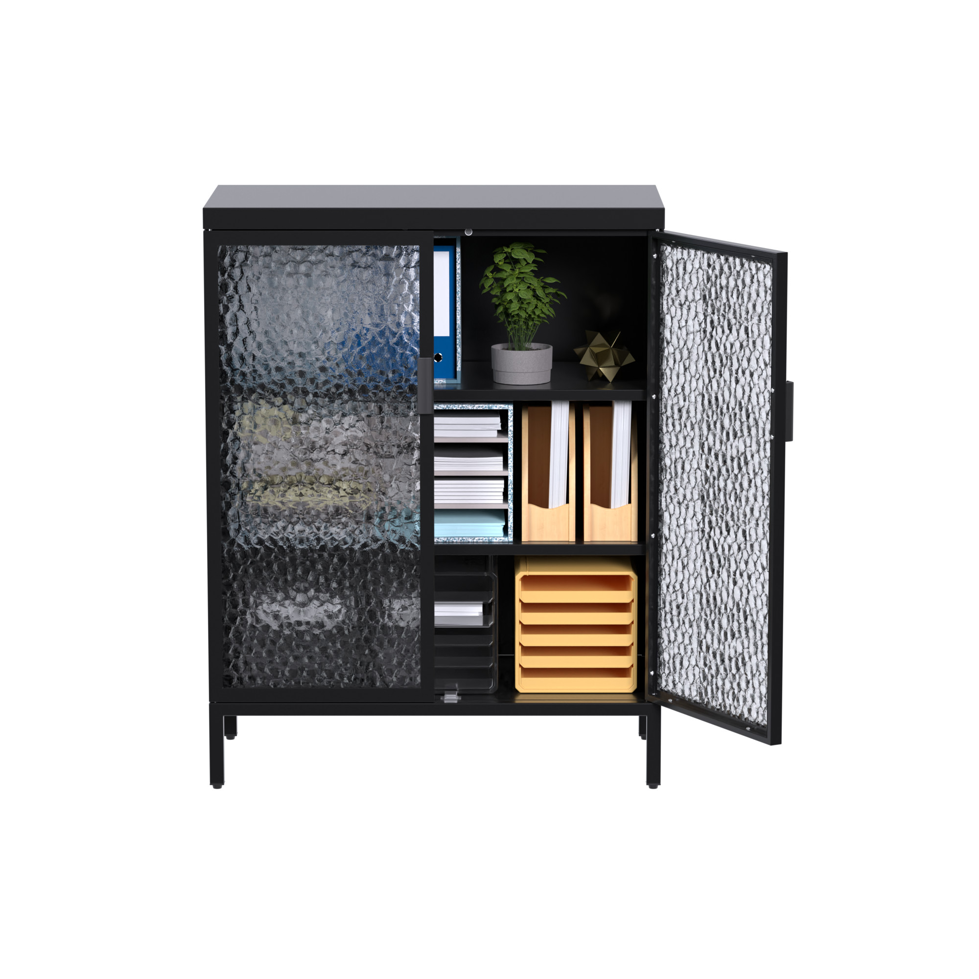 Cabinet with Glass Doors and 4 feet