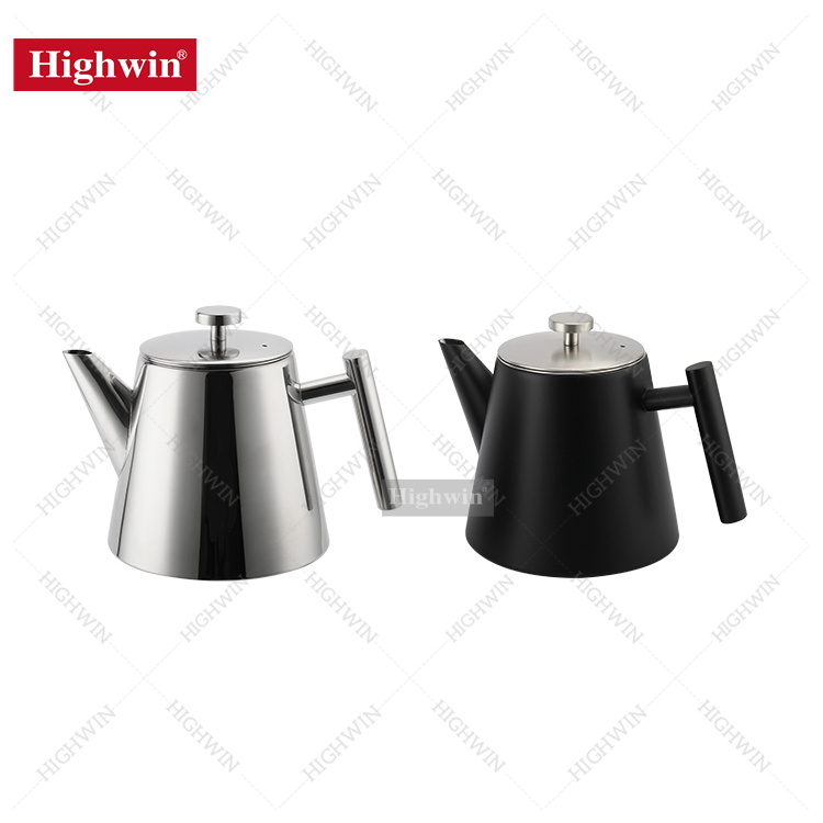 Teapot with Infusing Basket Double Wall Polished Stainless Steel