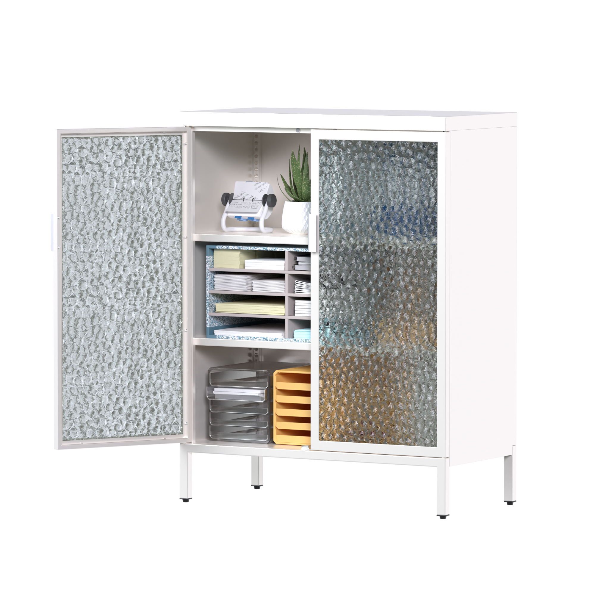 Cabinet with Glass Doors and 4 feet