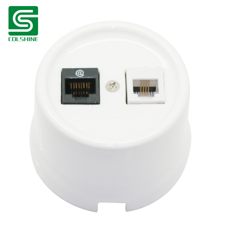 Surface Installation Data Socket Assembled Wall Sockets Ceramic RJ45&RJ11