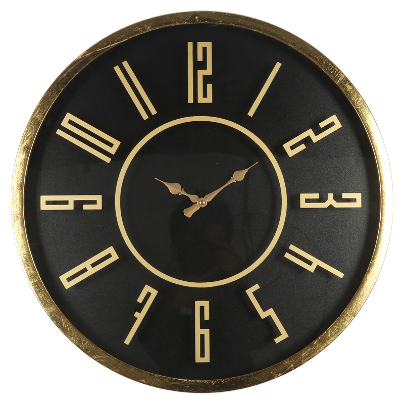 East-Wall Metal Wall Clock 3D number Gold Frame EA21298