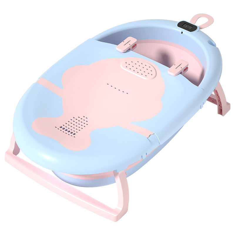 Collapsible Bathtub Plastic Baby Bath Tub With Thermometer Newborn Bathtub With Lid Infant Tub