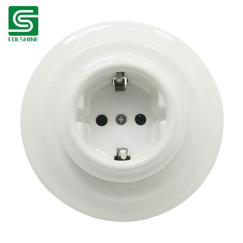 European Vintage Porcelain Socket Flush Mounted Installation