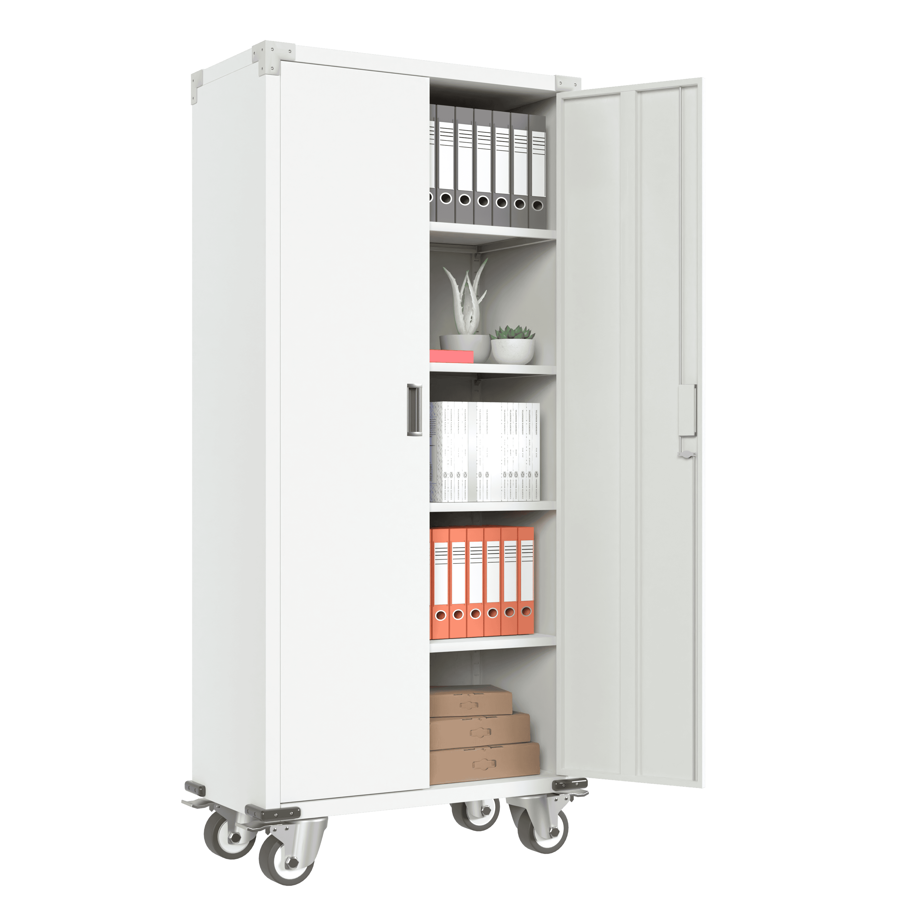 Filing cabinet with wheel handles