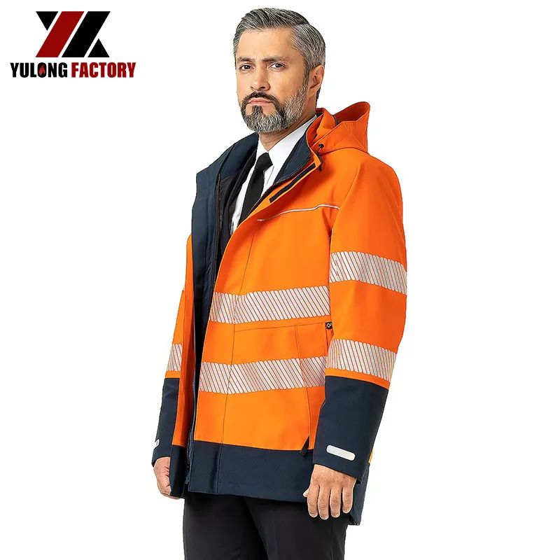 Reflective Antistatic Waterproof Mens High Visibility Winter Jacket for Russian