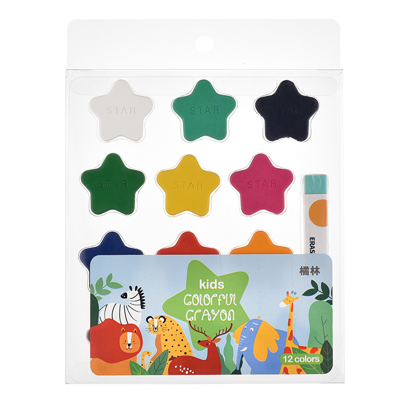Students Painting Material 12 Colors Crayons Washable Erasable Drawing Cayons with Star Shape