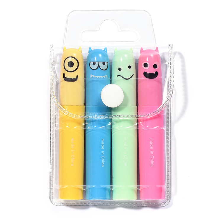 Mini size devil Monster Marker hot sales for kids 4colors highlighter pen stationery sets