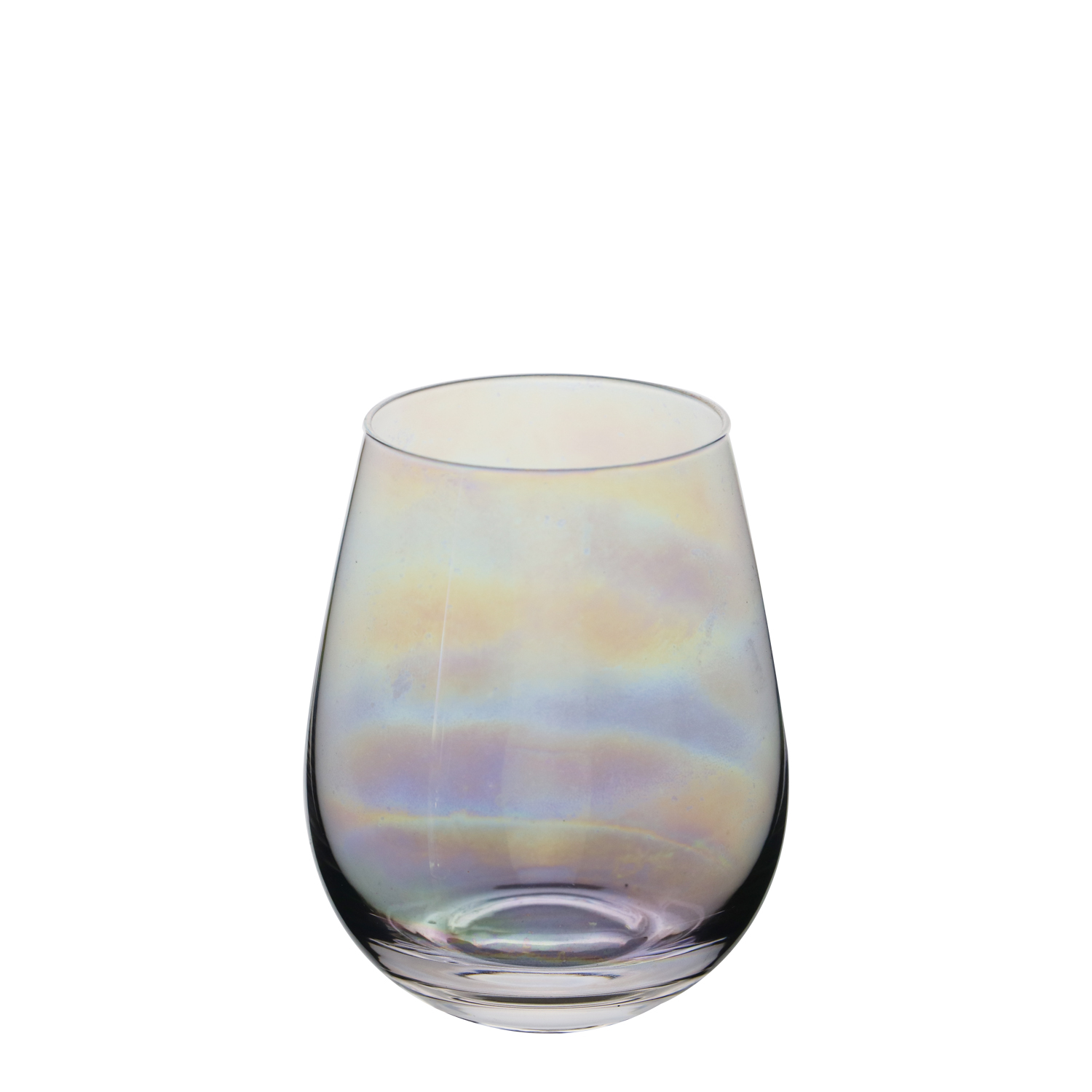 Newsen handmade stemless wine glass with colorful luster