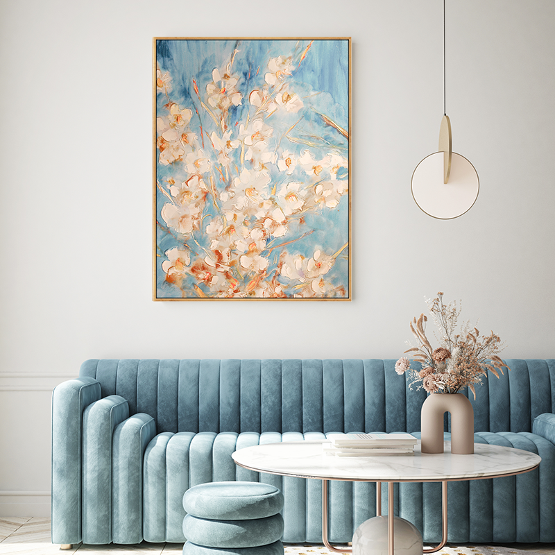 Flower framed canvas art handpainted flower canvas decor floater canvas prints
