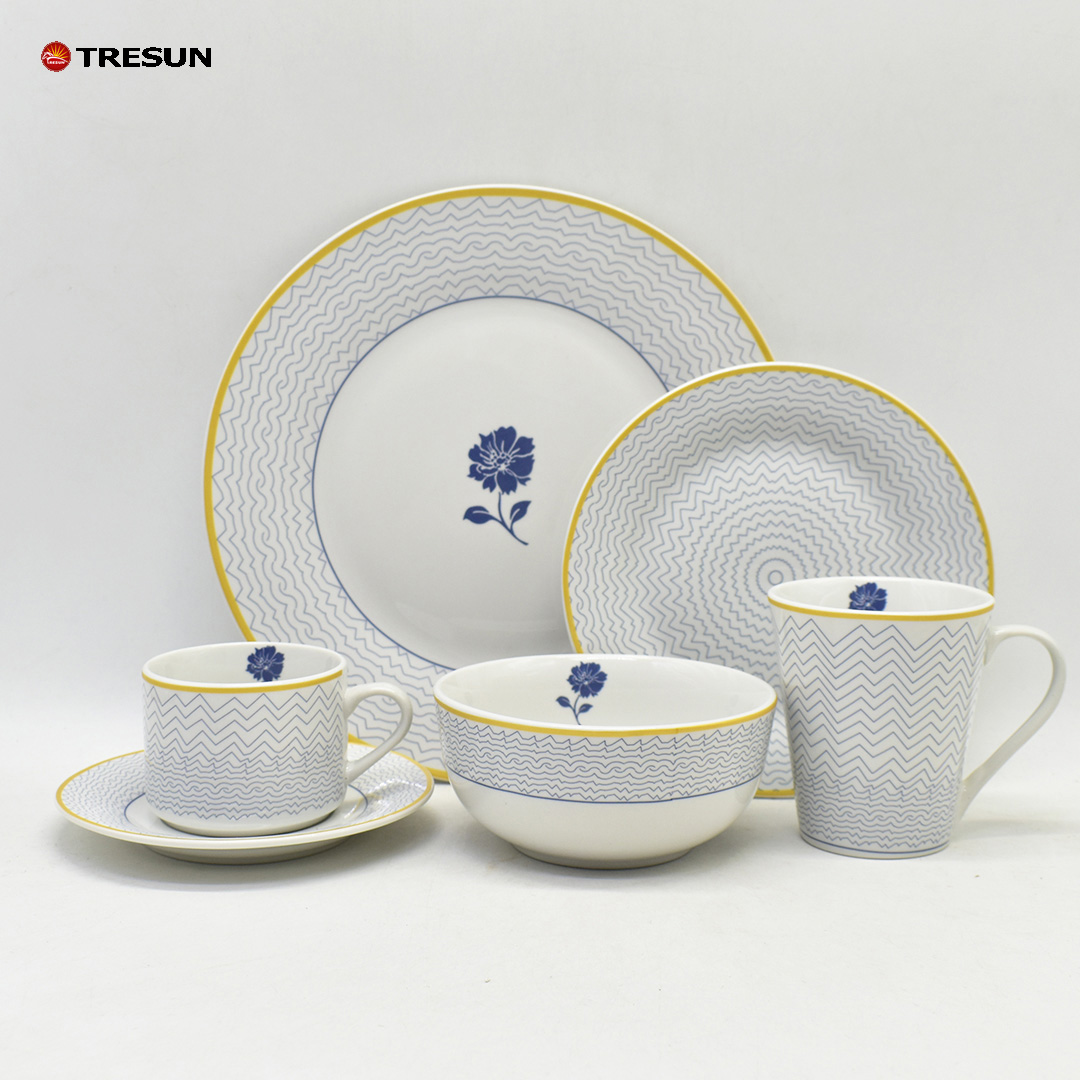 Rose flower decal porcelain dinner set
