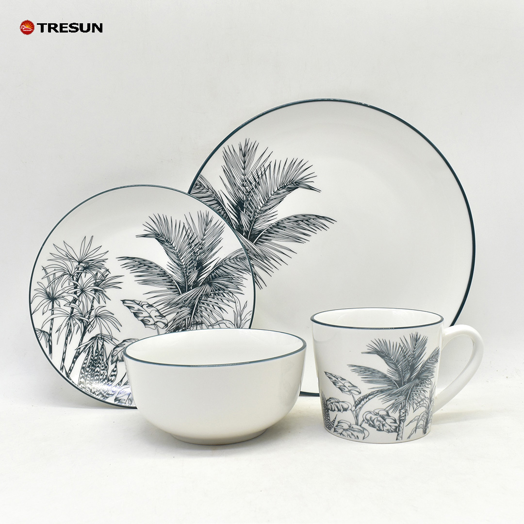 Reactive glazed stoneware dinnerware set