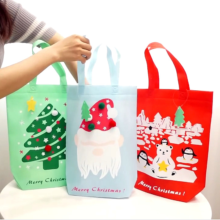 Christmas Green Handle Shopping Bag Ideas For Wrapping Gift