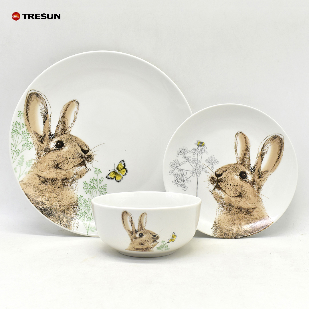 Rabbit design porcelain dinner set