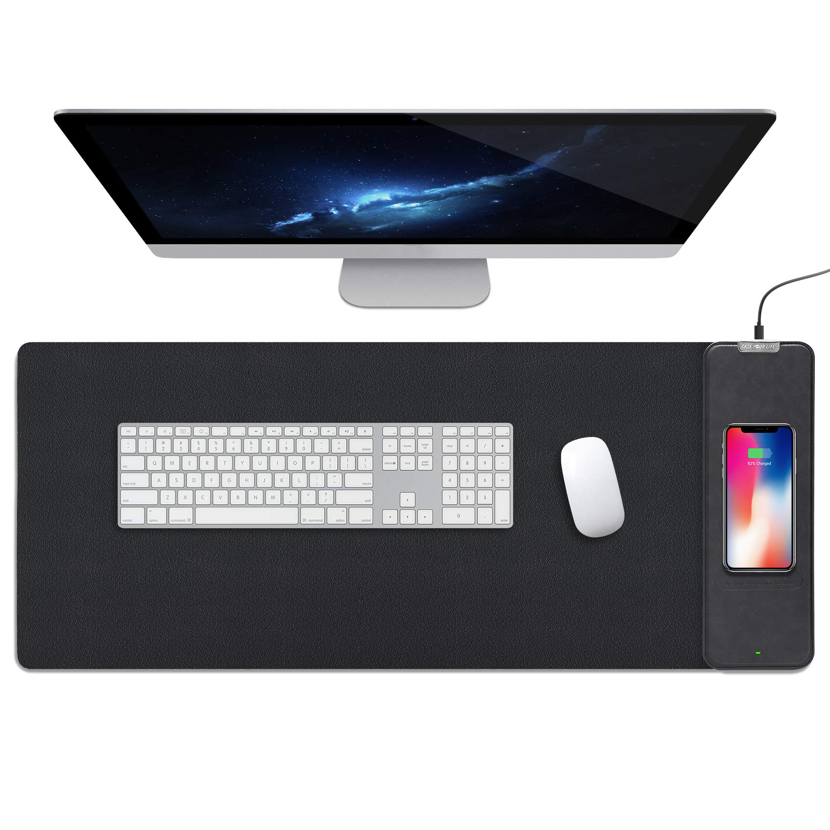 Two Sided Vegan Leather Office Two Sided Foldable Adjustable Phone Wireless Charging Desk Pad Mat