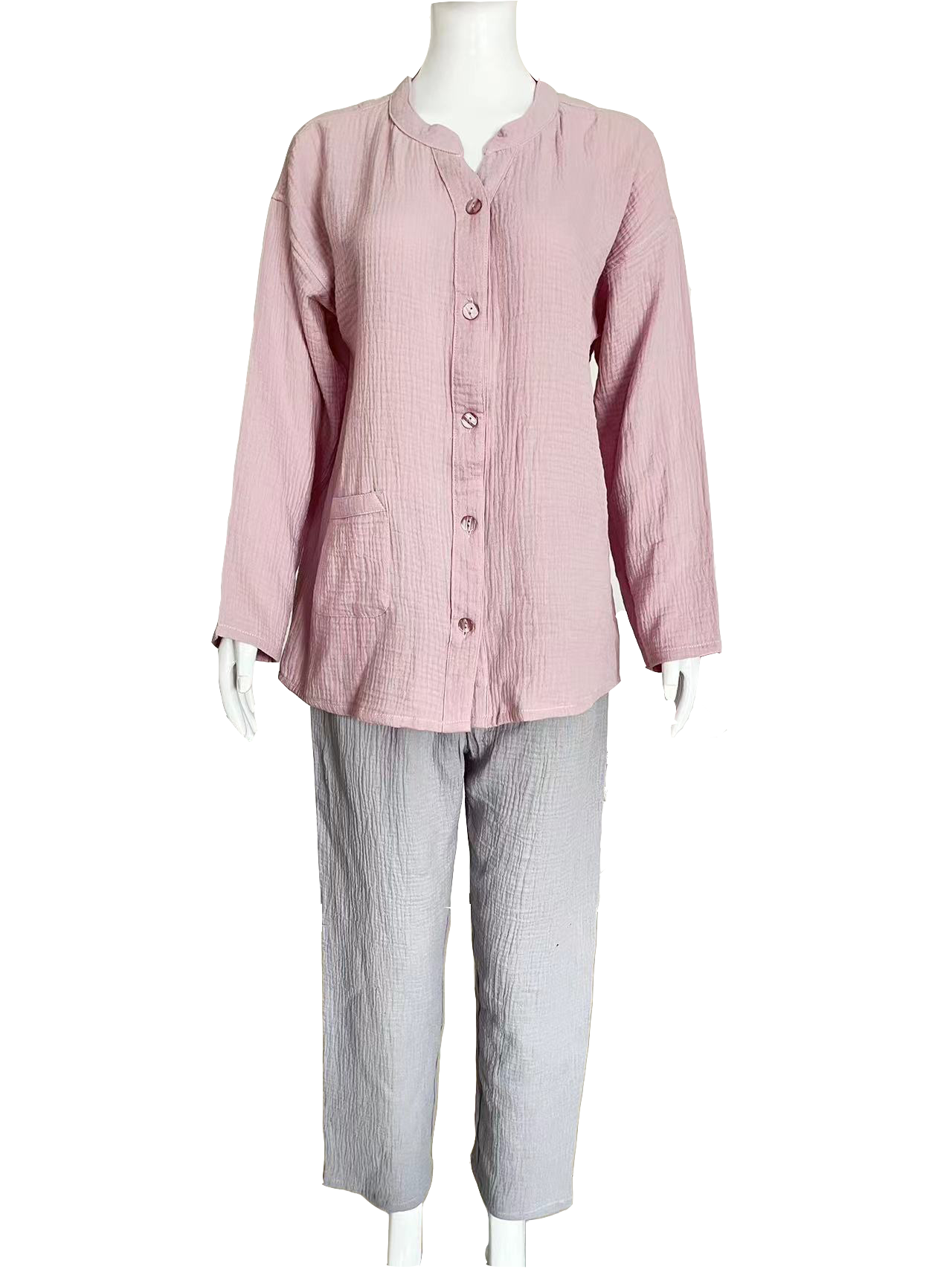 Women's spring and summer tatting pure cotton pajamas