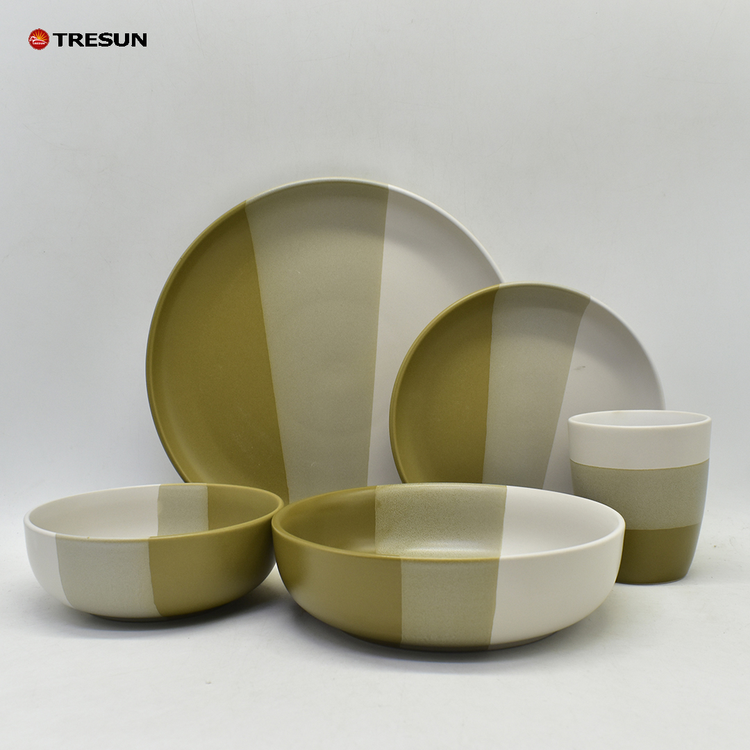 Green stoneware dinnerware set