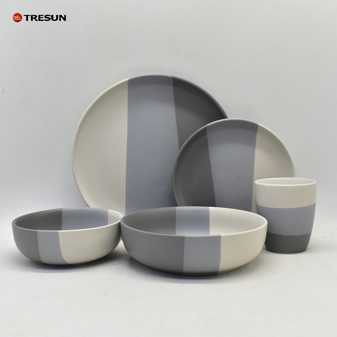 Grey stoneware dinnerware set