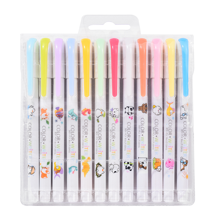 0.5mm orange school students 12colors gel ink pen set stationery kids writing smooth