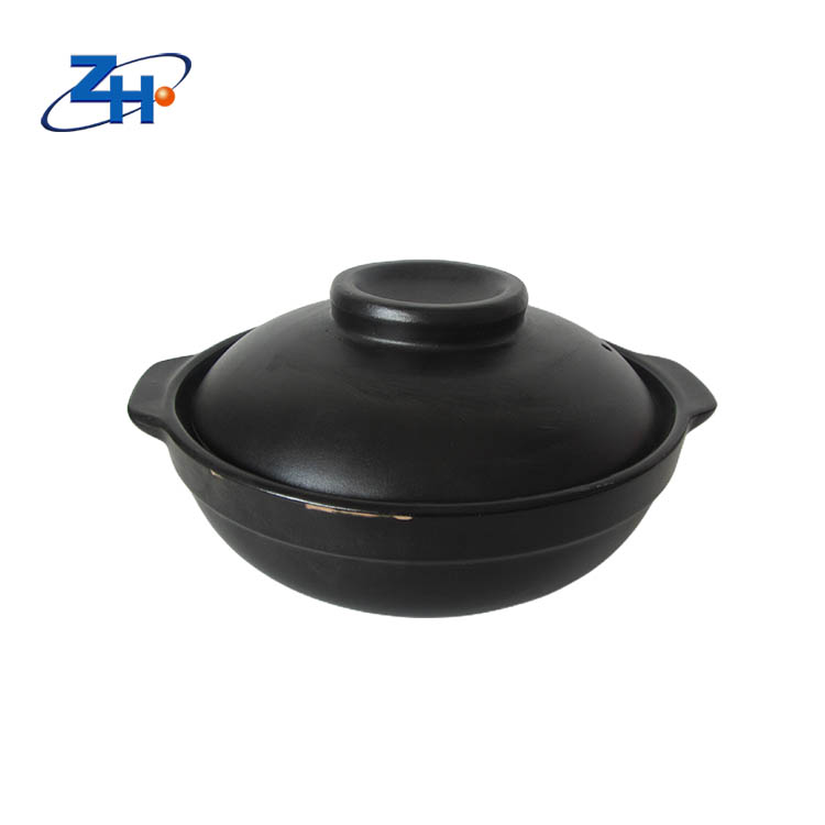 Korean Ceramic Casserole Clay Pots with Lid Porcelain Matte Black Cooking Hot Pots