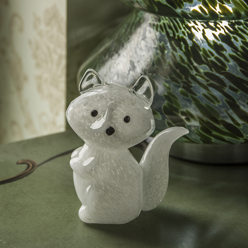 Art glass color decorative ornaments mouth-blown glass animal fox white