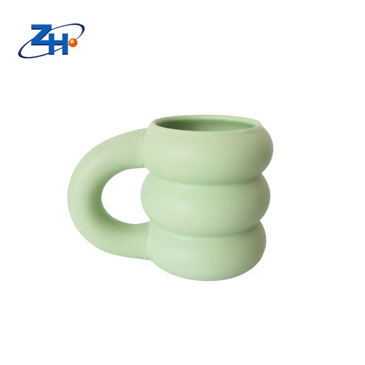 Matt green glazed color tire cup ins style