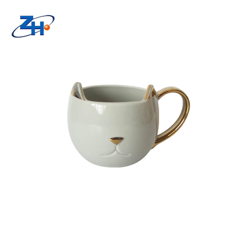 Minimalist ins style Electroplated Gold Cat Coffee Cup