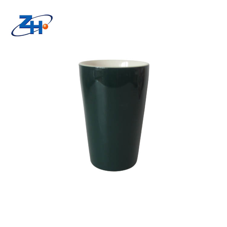 Green color double wall no handle tumbler travel mug coffee mug
