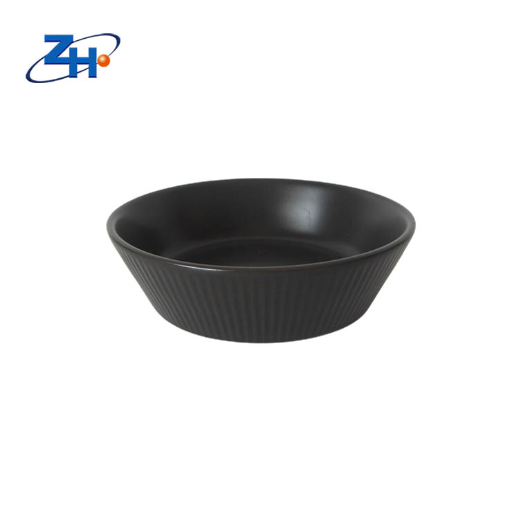 Nordic style minimalist matte vertical stripe relief bowl