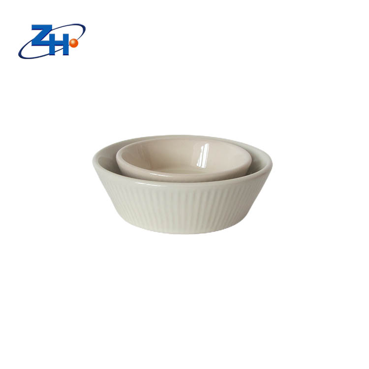 Multi size Nordic style minimalist matte white vertical stripe relief bowl