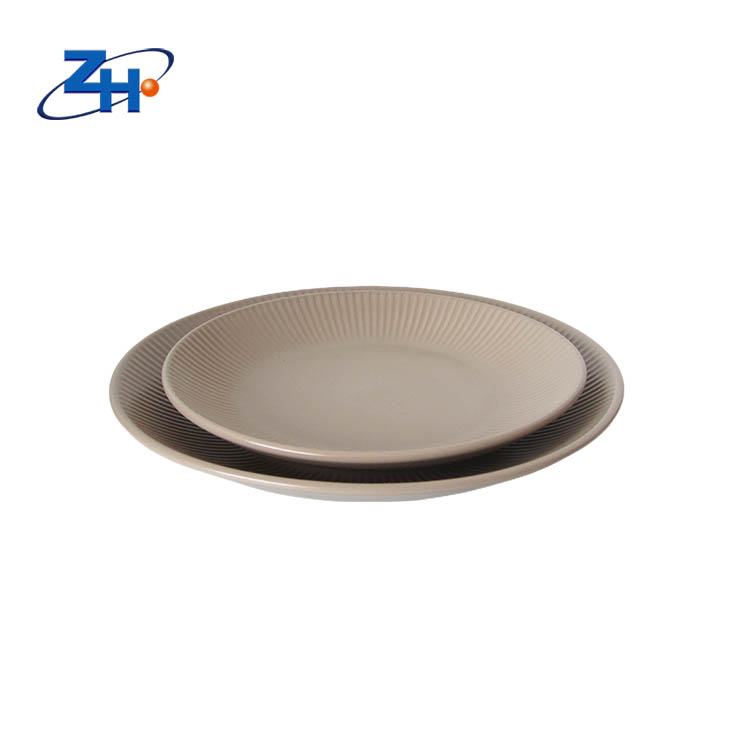 Multi size Nordic style minimalist matte beige vertical stripe relief plate