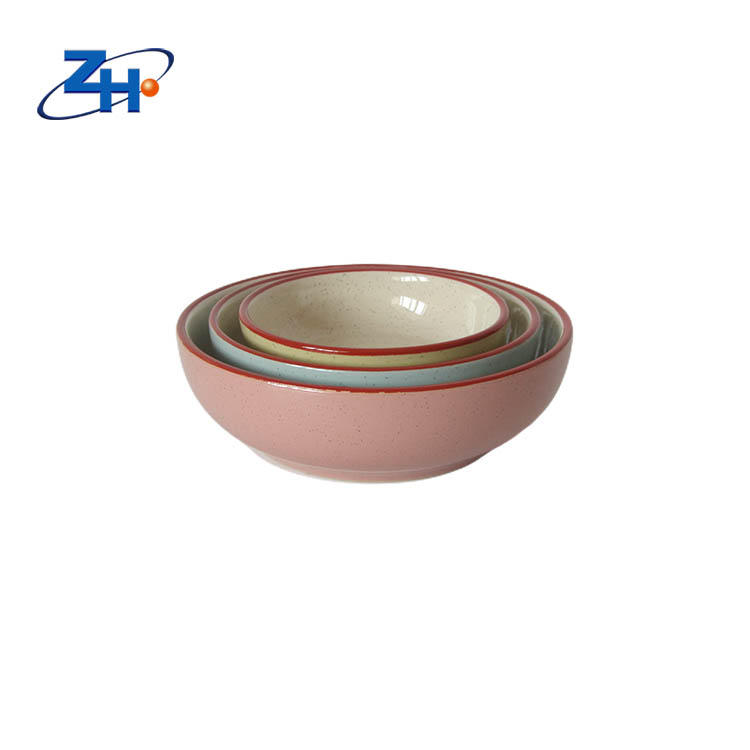 Multi size Nordic style speckled double color glazed ceramic bowl