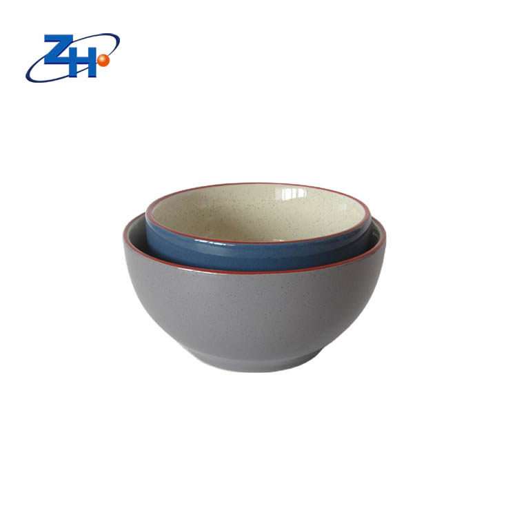 Multi size Nordic style speckled double color glazed ceramic bowl