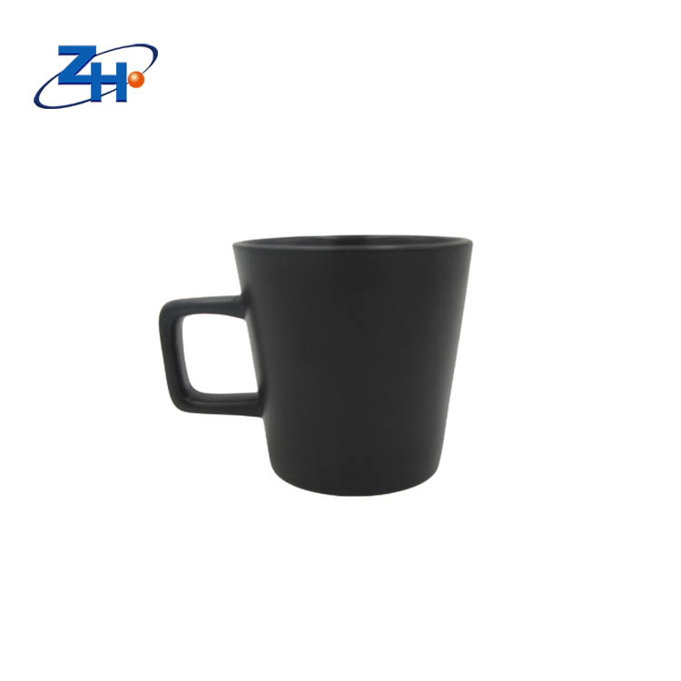 12oz Nordic style Matt Cool Black simple V-shape ceramic mug