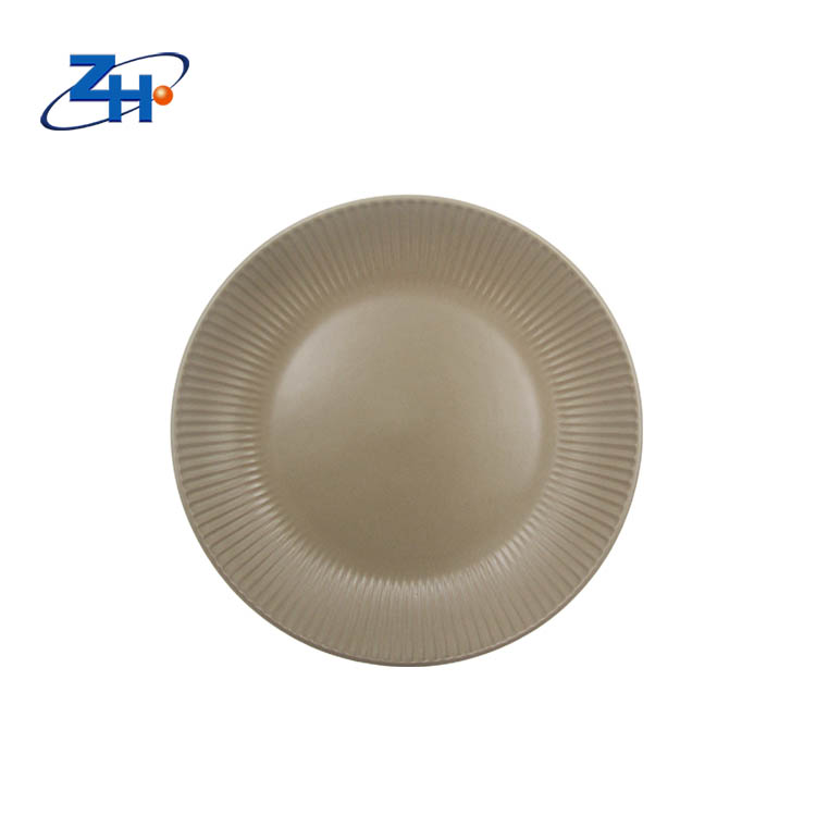 Nordic style minimalist matte beige vertical stripe relief plate