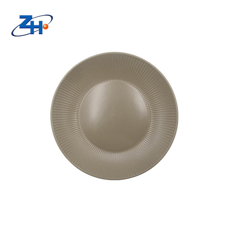 9inch Nordic style minimalist matte beige vertical stripe relief plate