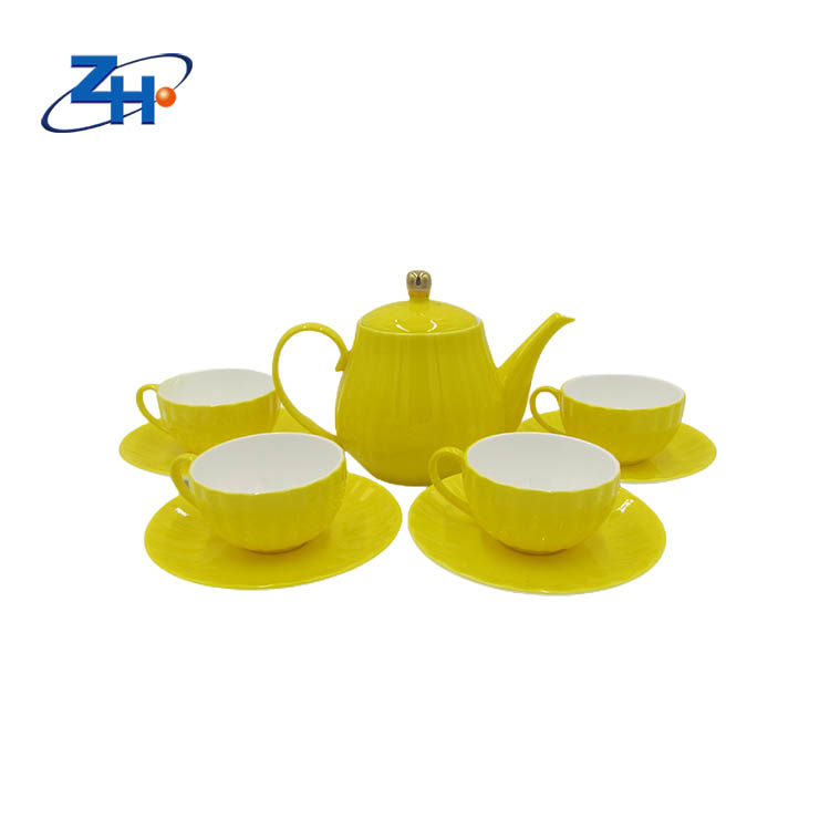 11pcs pampkin design color glazed bone china coffee set