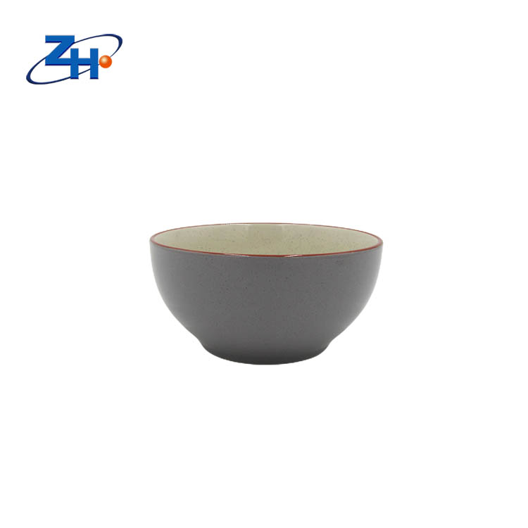 Big size japanese style speckled double color glazed ceramic bowl for rice