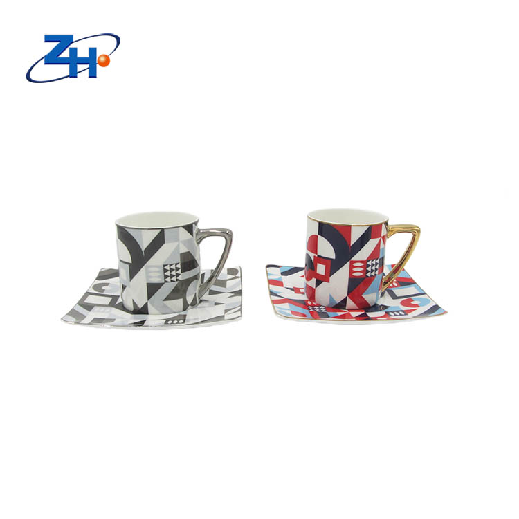 Europe style customized bone china espresso coffee cup and saucer