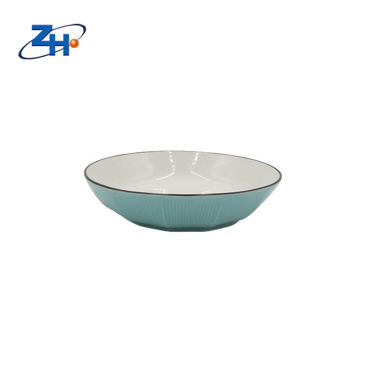 7inch blue small fresh color bone china relief fruit plate soup plate