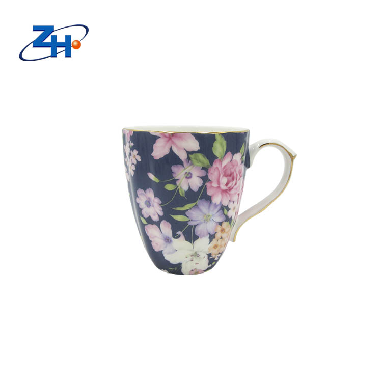 Bone china coffee mug, milk cup, tea cup with gold rim