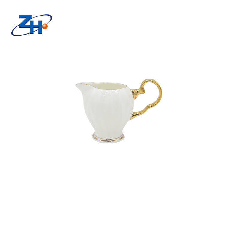 Electroplatic high quality pure white bone china milk pot