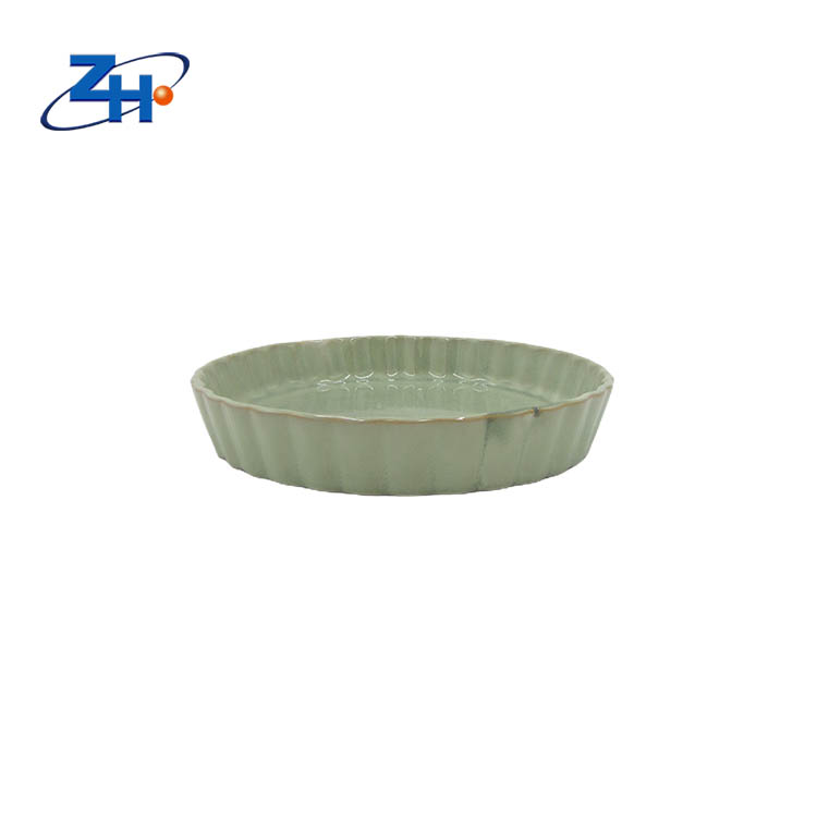7.5inch reaction glaze engraved high-temperature microwave oven round cake baking bowl
