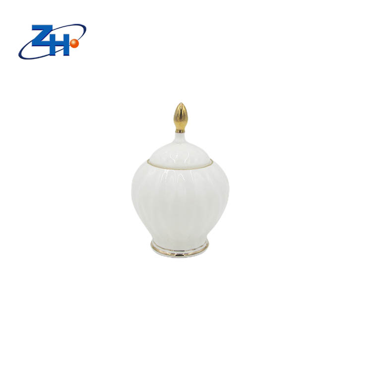 Electroplatic high quality pure white bone china sugar pot