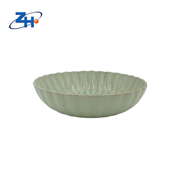 8inch reaction glaze customized engraved ceramic deep soup plate